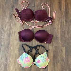 Three 36C push up bras
